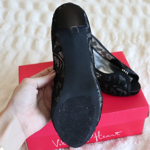 Black Lace 3" Peep Toe High Heels | 075 - Picture 7 of 8